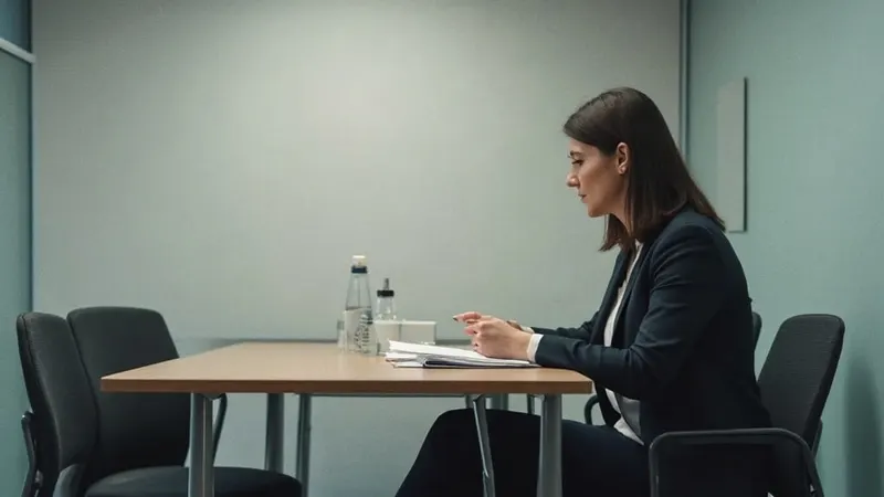 Frau seitlich im Besprechungsraum mit Unterlagen vor einem Gehaltsgespräch